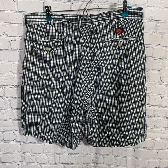 Polo Ralph Lauren Mens VTG Plaid Checkered Shorts Navy Size 35 Preppy Golf Prep - Picture 6 of 7